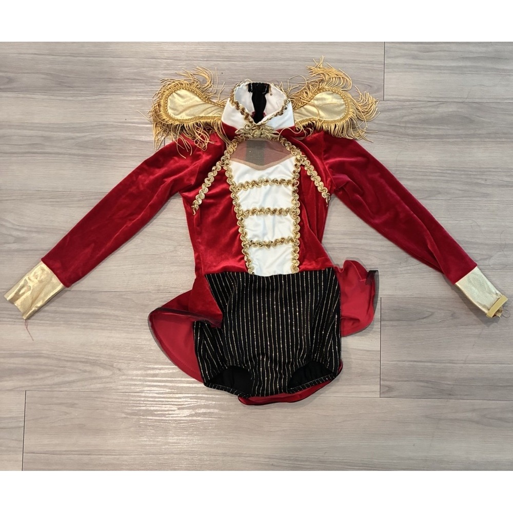 Dansco Dance Circus Ringmaster Costume Leotard with Tassels and Stripe Shorts